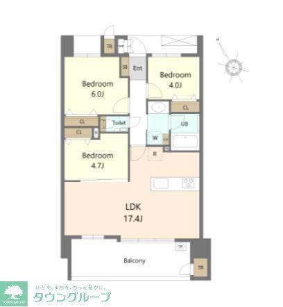S-RESIDENCE愛宕サウス(3LDK/6階)の間取り写真