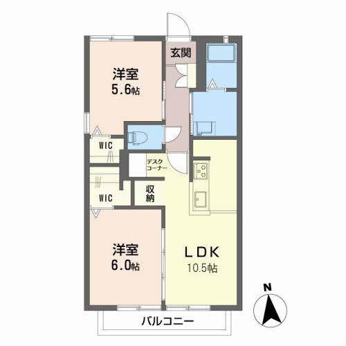 サンコーハイム(2LDK/2階)の間取り写真