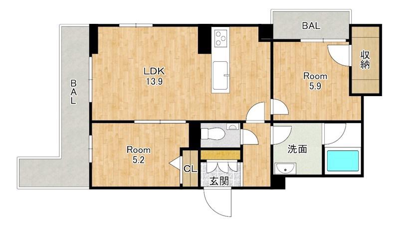 シャーメゾン ウエストステイ(2LDK/4階)の間取り写真