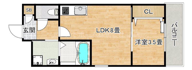 ジーメゾン東浅香山ラクセル(1LDK/2階)の間取り写真