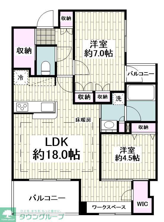 アージョ逗子(2LDK/3階)の間取り写真