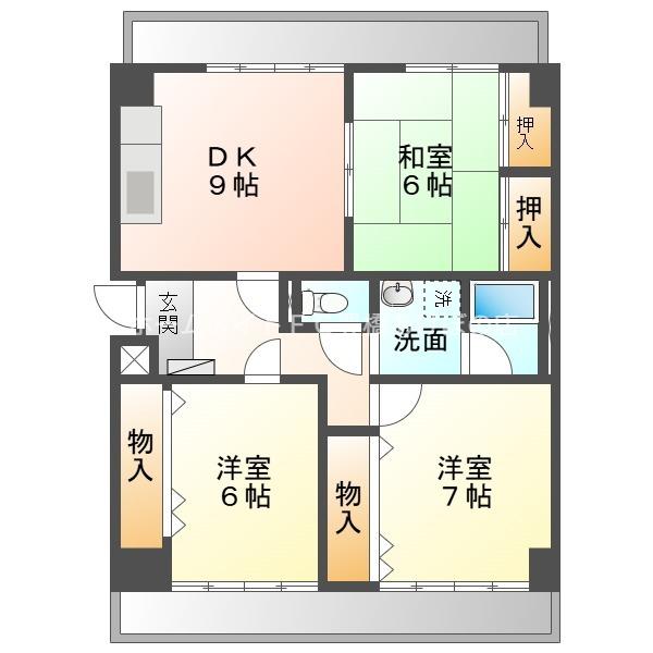 ハイツ船町(3DK/4階)の間取り写真
