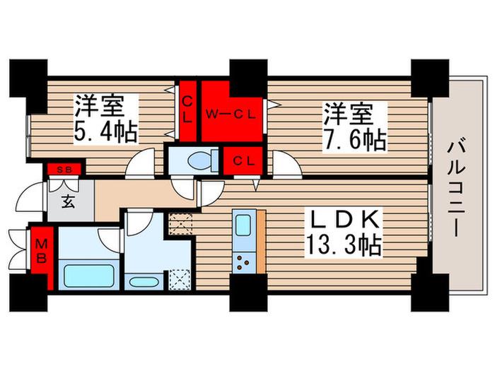 ロイヤルパークスタワー南千住(2LDK/12階)の間取り写真