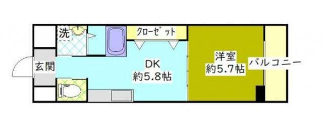 ホワイトライト(1DK/6階)の間取り写真