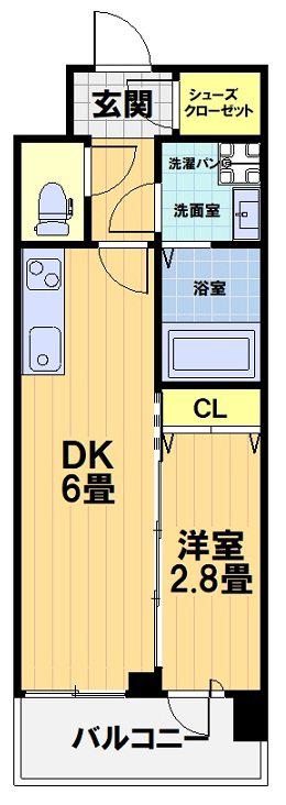 ブランシエスタ西京極(1DK/7階)の間取り写真