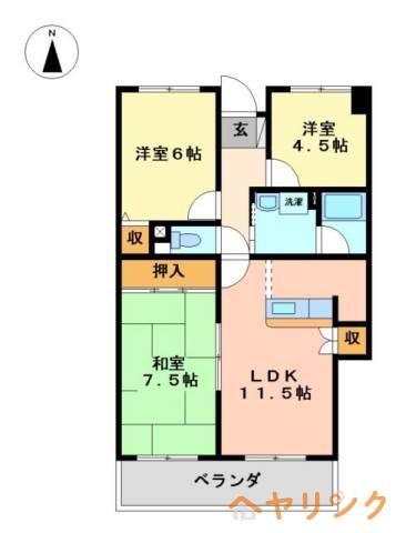アメニティ伸和(3LDK/3階)の間取り写真