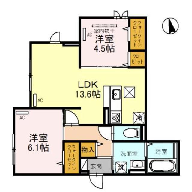 D-ROOM墨江(2LDK/1階)の間取り写真