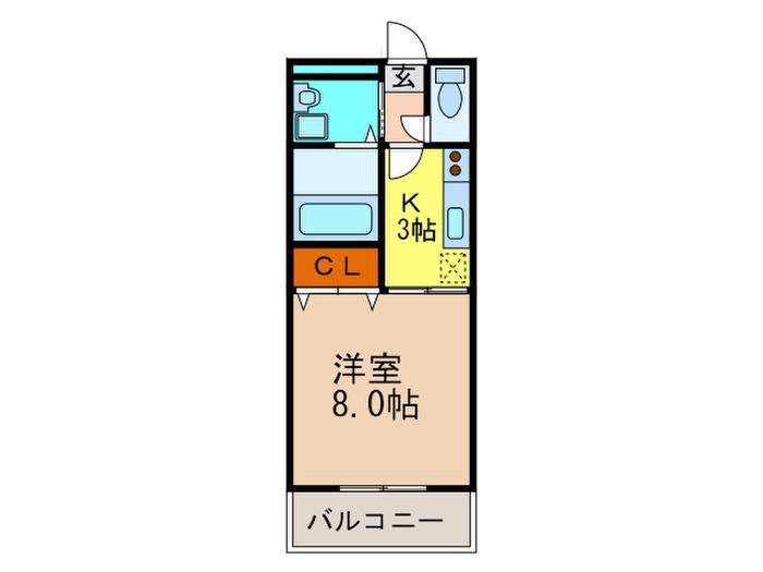 アンプルールフェールネサンス(1K/2階)の間取り写真