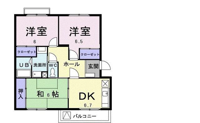 ハピネスB(3DK/3階)の間取り写真