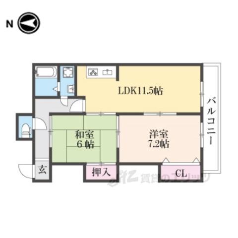 八文字館(2LDK/3階)の間取り写真