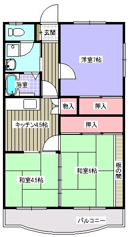 マンションふくえい(3DK/1階)の間取り写真