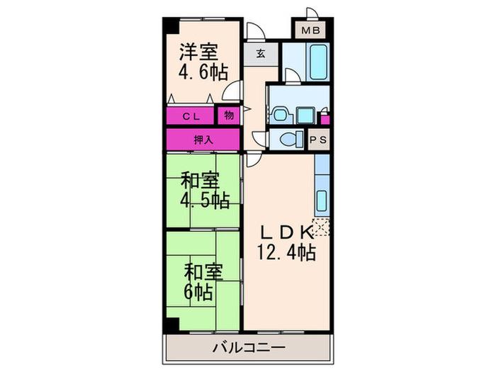 パルコ服部(3LDK/2階)の間取り写真
