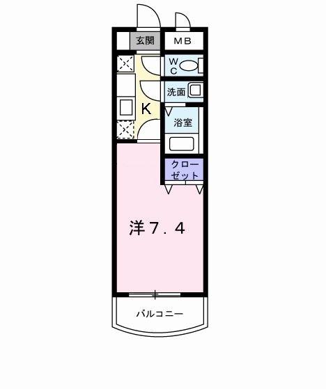 カルフール吉塚(1K/2階)の間取り写真