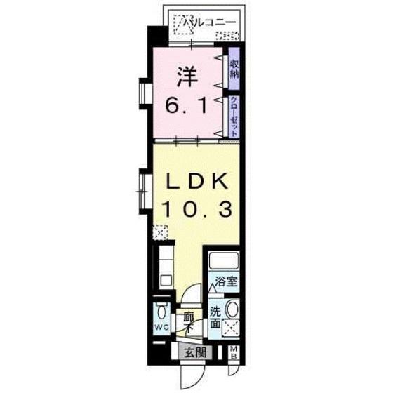 アンジュール K(1LDK/2階)の間取り写真