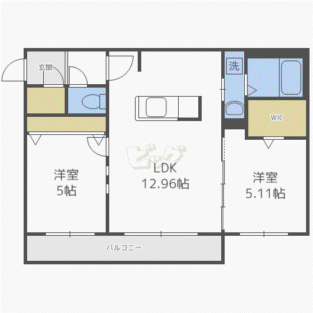 アレグリア琴似(2LDK/2階)の間取り写真