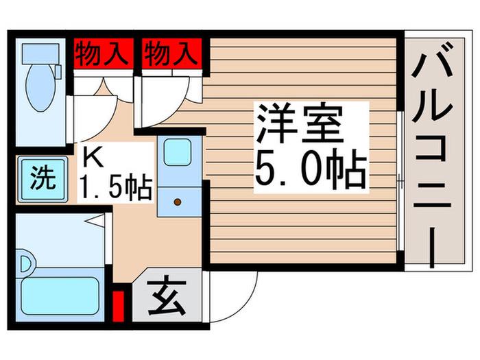 ルネコート五反野弐番館(1K/2階)の間取り写真