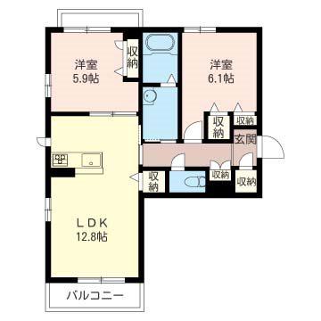 フォレナ西青木(2LDK/3階)の間取り写真