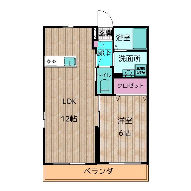 LE CHOCOLAT(1LDK/2階)の間取り写真