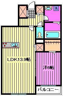 西大宮ガーデンヒルズII(1LDK/2階)の間取り写真