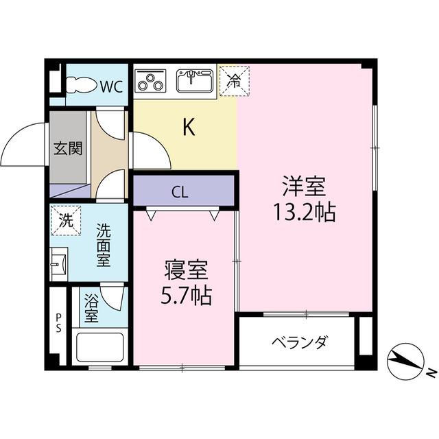 HIRUNDO COURT(1LDK/2階)の間取り写真