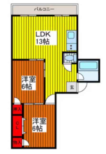 YAK川口元郷ビル(2LDK/5階)の間取り写真