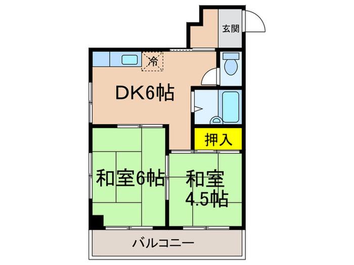 阪急堂パレス(2DK/4階)の間取り写真