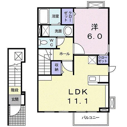 アスク久里浜(1LDK/2階)の間取り写真