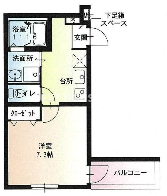 フジパレス長原イースト(1K/3階)の間取り写真