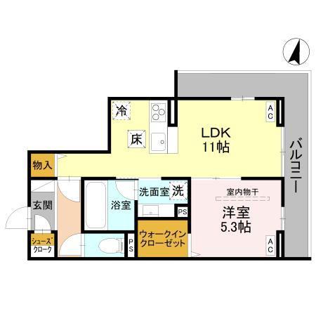 ウエストスクエア(1LDK/1階)の間取り写真