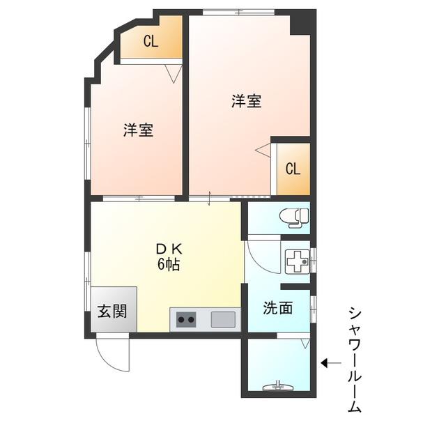 大畑マンション(2DK/3階)の間取り写真