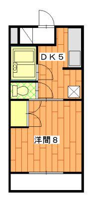 グローリアルS(1DK/2階)の間取り写真