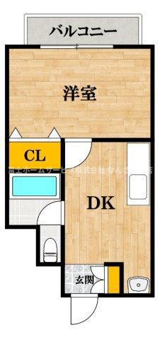 三陽グリーンハイツ(1K/4階)の間取り写真