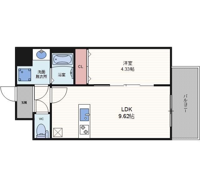 MAISON PREMIER UMEDA ノース(1LDK/2階)の間取り写真
