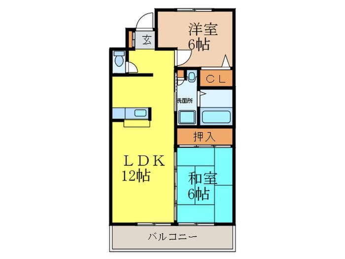 アイシェルブルク(2LDK/3階)の間取り写真