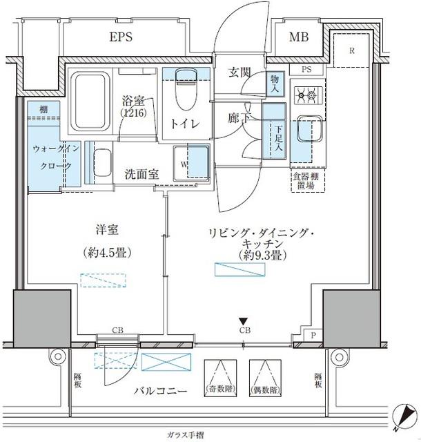 パークアクシス五反田スカイタワー(1LDK/23階)の間取り写真