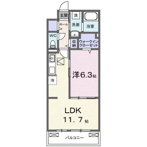 ル グランシャリオ(1LDK/1階)の間取り写真