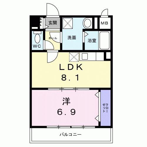 阪急京都線 西院駅(阪急) 徒歩12分 4階建 築2年(1LDK/4階)の間取り写真