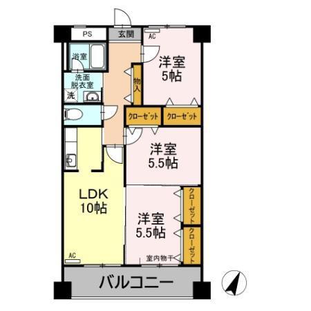 イースト ONE(3LDK/5階)の間取り写真