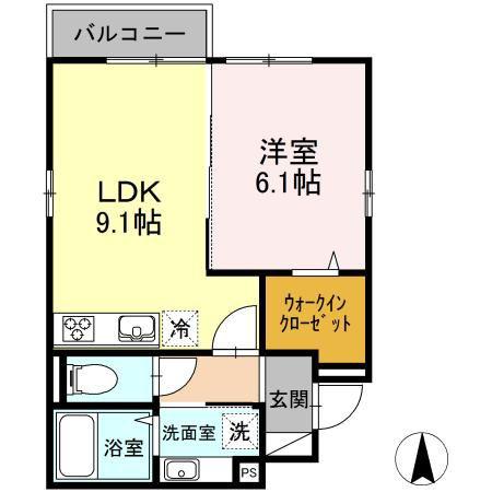 エクラ横濱(1LDK/1階)の間取り写真