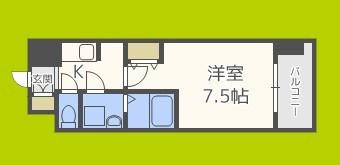 クレアートクラウン天王寺(1K/8階)の間取り写真