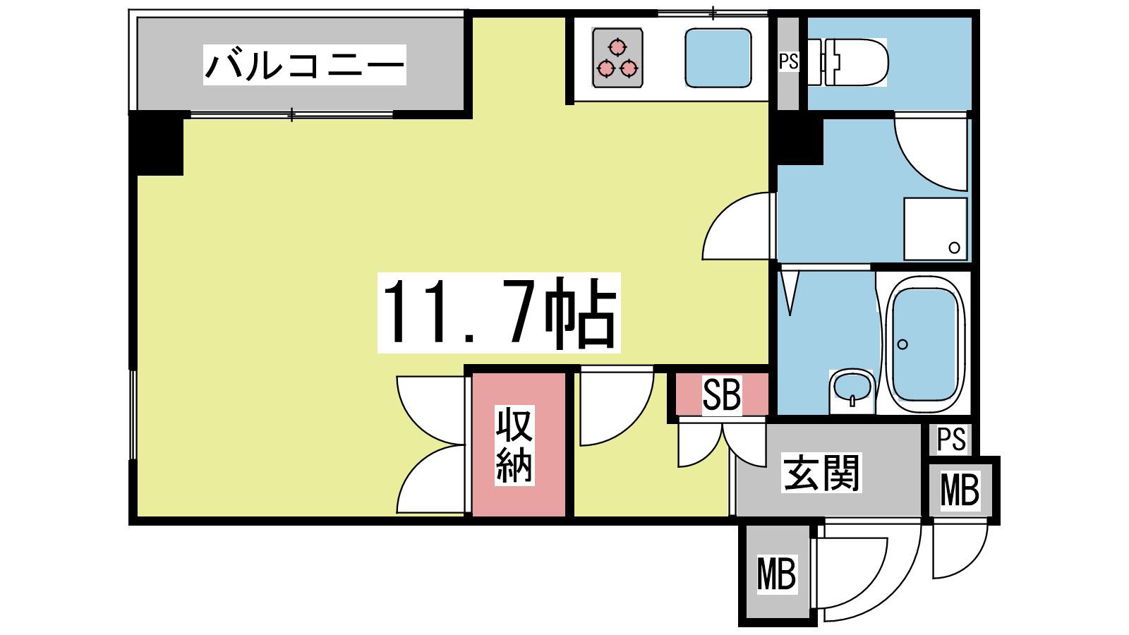 レジェンド六甲(ワンルーム/2階)の間取り写真