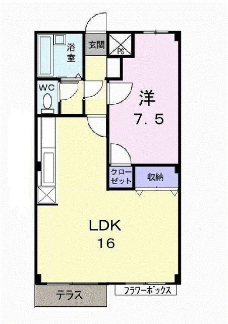 エルディムグリーンハイツ93(1LDK/1階)の間取り写真