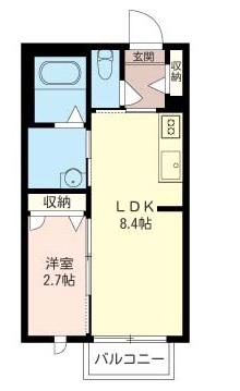 サンビッグ三鷹台(1LDK/1階)の間取り写真