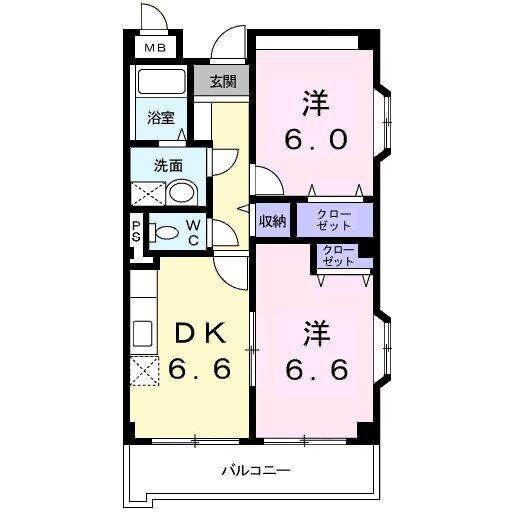 エクセレントA(2DK/3階)の間取り写真