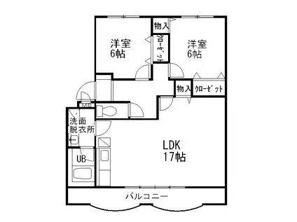シャンペトル(2LDK/2階)の間取り写真