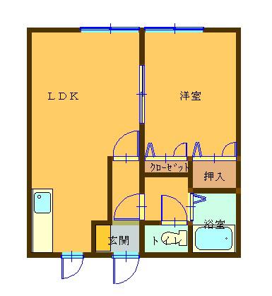 パープルハイツ(1LDK/1階)の間取り写真