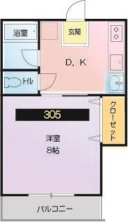ローヤルハイツ都築(1DK/3階)の間取り写真