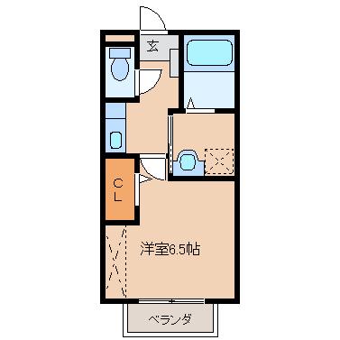 アムール東櫛原(1K/2階)の間取り写真