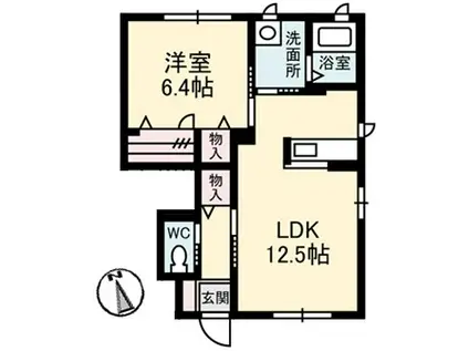 ヒルサイドコートF棟(1LDK/1階)の間取り写真