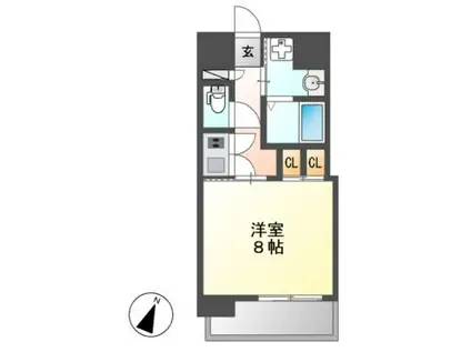 グランエターナ名古屋鶴舞(1K/9階)の間取り写真